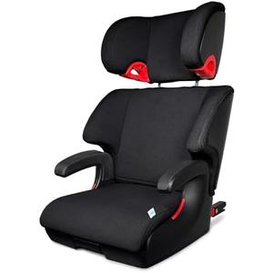 Clek Oobr High Back Booster Seat with Adjustable Headrest, Reclining Design, Latch System, and Retardant-Free Fabric (Railroad Ziip)