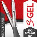 Sharpie S-Gel, Gel Pens, Sleek Metal Barrel, Gunmetal, Medium Point (0.7mm), Black Ink, 12 Count