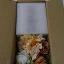LESING Dahlia Flower Aritificial Flower with Vase Fake Silk Flowers in Glass Vase, Faux Rose Flowers Arrangement for Home Office Table Centerpiece Decoration (Champagne)