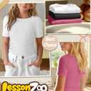 3 Pack Girls Short Sleeve Cute Shirts | Ribbed Knit, Crew Neck, Slim Fit, Summer, Basic, Soft, School Outfit, Trendy, Ages 5-14, Solid Colors, Versatile Styling