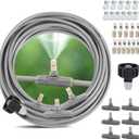 25FT Misters for Outside Patio - 6 Mist Nozzles & 3/4'' Adapter, Water Misters for Cooling Outdoor, Easy to Install, Misting System for Patio, Pool, Garden, Waterpark, Trampoline, Greenhouse (25ft/7.5M)