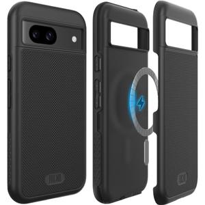 TUDIA MergeGrip [Magsafe Compatible] Designed for Google Pixel 8a Case (2024) - Dual Layer [Military Grade] Shockproof Slim Rugged Tough Heavy Duty Phone Cases - Matte Black
