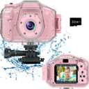 Agoigo Kids Waterproof Camera - Children Underwater HD Video Digital Camcorder, Portable Travel Toy for Toddler - Ideal Christmas Birthday Gifts for Boys Girls Age 3-12 with 32GB Card (Pink)