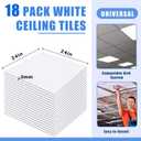 Frienda Drop Ceiling Tiles PVC Smooth Ceiling Panel Easy Drop in Installation for Waterproof Washable and Fire Rated to Prevent Breakage(2ft X 2ft,White,18 Pcs)