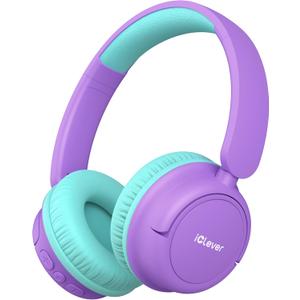 iClever BTH22 Kids Bluetooth Headphones, 60H Play Time, USB C Fast Charging, Bluetooth 5.4, AUX Cord,Safe Volume 74/85 dBA,Toddler Headphones for iPad/Tablet/Travel/School, Purple