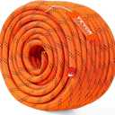 VEVOR Double Braided Polyester Rope, 1/2 in x 120 ft, 48 Strands, 8000 LBS Breaking Strength Outdoor Climbing Rope, Arborist Rigging Rope for Rock Hiking Camping Swing Rappelling Rescue, Orange/Black