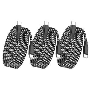 USB C Cable, 3 Pack 10FT 60W Type C Nylon Braided Charger Cord Fast Charging for iPhone 17 16 15 Series iPad MacBook CarPlay and More (Black)