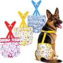 Female Dog Diapers 3 Pack Washable Dog Diapers Female Dog Diaper that Stay on Dog Diaper Female with Suspenders Reusable Doggie Diapers for Heat, Incontinence and Puppy Training (X-Large)