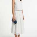 Wanzetaly Women's 2 Piece Skirt Set Hollow Out Eyelet Sleeveless Outfits (White), Large