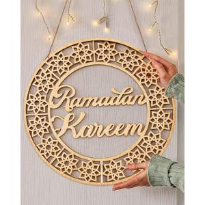 OLEEK ramadan door wreath (12in) ramadan mubarak sign - ramadan decorations for home 2026 - ramadan's wreath for front door - ramadan's sign - ramdan door decoration - ramadan decor - rmadan door sign