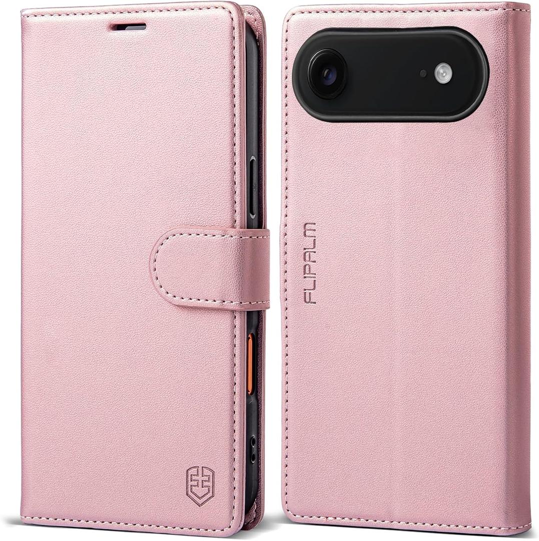 Wallet Case for iPhone 17 Air with Credit Card Holder,PU Leather Folio Flip Kickstand Protective Shockproof Cover for Apple 17 Air Phone Case (Pink, for iPhone 17 Air - 6.5'')