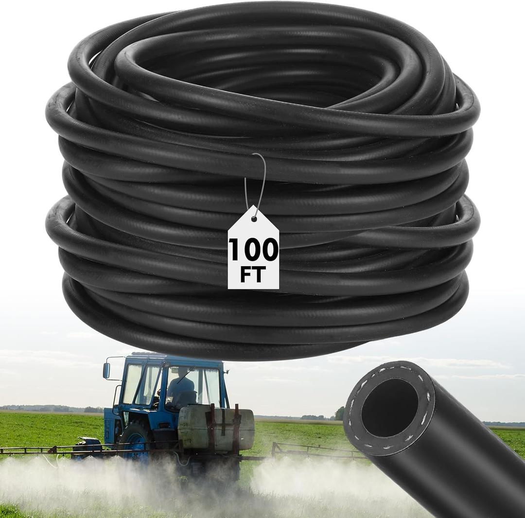 Epdm Garden Rubber Hose 3/8 Inch x 100 ft, Heavy Duty sprayer Hose 145 Psi Kink Resistant, General Purpose Air Water Chemical Resistant for Landscaping Agriculture Irrigation Industrial Use