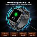 Smart Watch for Men Military Answer/Make Call 2.01 Display 170+ Sports Modes Fitness Smart Watch IP68 Waterproof 30 Days Standby Smartwatch for Android iOS Black (2 Straps)