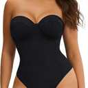 Nebility Strapless Shapewear Bodysuit for Women - Thong Body Suits Tummy Control Body Shaper Underwire Lace Corset Tube Top (X-Large, Black)