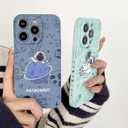 for iPhone 14 Clear Cute Case, Cool Cartoon Astronaut Space Planet Moon Design Stylish TPU Bumper Shockproof Anti-Slip Protector Fashion Creative Case (Green Rocket, iPhone 14)