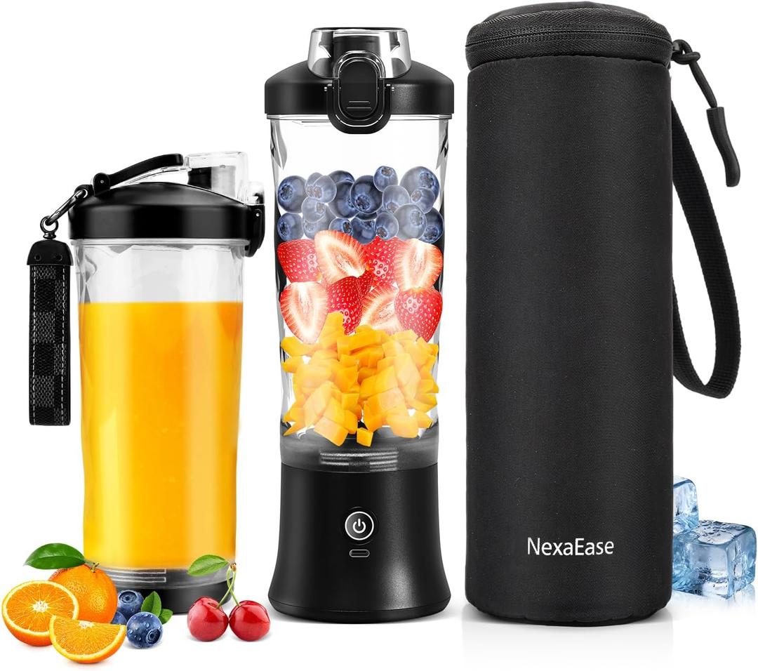 Portable Blender for Shakes and Smoothies- Personal Juicer 20 OZ Electric Protein Shaker Bottle with Insulated Sleeve, USB-C Rechargeable,Travel Lid-Small Blender Cup for Kitchen, Office, Gym,Travel
