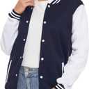 Varsity Jacket Women Men's Baseball School Uniform Button Up Unsex Adult Long Sleeve Coat Fashion Jacket (L)