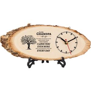 BeauGift Grandpa Gifts, Wooden Clock Birthday Gifts for Granddad from Grandkid Grandson Best Grandfather Ever Gifts to My Gramps Pops Opa Granddaddy, 7"W x 0.75"H