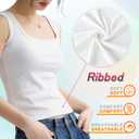 Ribbed Tank Tops for Women Square Neck & V Neck Reversible 2025 Summer Sleeveless Sexy Camisole Going Out Tops (White, L)