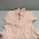 Wenrine Womens Striped Mini Dress Casual Zipper Cap Sleeve Collared V Neck Loose Knit Summer Dresses L
