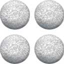 Silver Placemats Set of 4 Round PVC Table Mats 15 Inches Decorative Heat Resistant Placemats for Dining Holiday Wedding Party Easy to Clean Kitchen Mats with Leaf Cut-Out Design Home Decoration