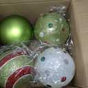 4 Pcs 8'' Extra Large Christmas Ball Ornaments Giant Oversized Plastic Xmas Ball Big Hanging Christmas Tree Ornaments for Xmas Tree Holiday Party Outdoor Decor(Red Green)