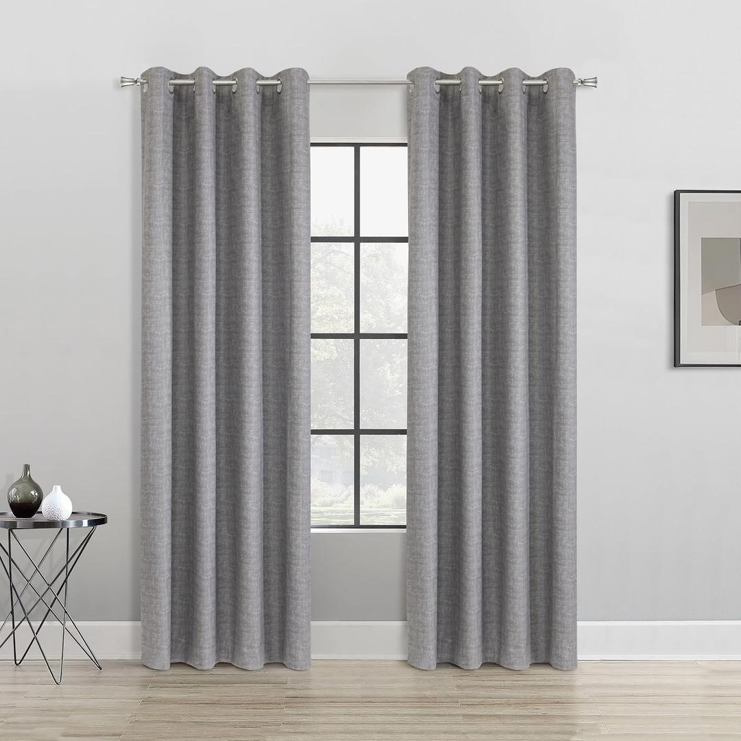Micah Blackout Grommet Indoor Curtain 52 x 108 in Grey