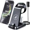 VCVS 36W USB C Super Fast Charging Station for Samsung Phones Watches Earbuds, 3 in 1 Charger for Samsung Galaxy Watch Ultra/7/6/5/4/3, Galaxy S24/S23/S22/21/20,Note20/10,Z Fold/Flip 5/4,USB-C Buds, Carbon