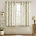 jinchan Linen Floral Curtains for Living Room 63 Inch Length Sage Green Printed Curtains Back Tab French Country Farmhouse Flower Patterned Drapes Bedroom Window Curtain Set 2 Panels, Size: 50"W x 63"L