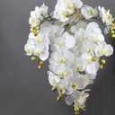 2 Pcs Orchid Stems 38" Artificial Flowers Real Touch Latex Faux Phalaenopsis Branches White Artificial Flowers for Wedding Party Home Garden Decor (White)