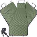 NECKORY Waterproof Dog Car Seat Cover for Back Seat - Durable, Scratch Proof Pet Hammock with Nonslip Design & Storage Pockets, Fits Cars, SUVs, Trucks- S, Green
