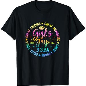 Girls Trip 2025 Great Friends Laughs Memories Times Summer T-Shirt, Dark Grey XL
