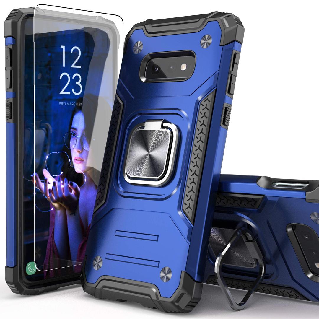 for Galaxy S10E Case with Screen Protector,Shockproof Drop Test Slim Fit Case with Car Mount Kickstand Lightweight Protective Cover for Galaxy S10E, Blue
