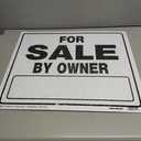 For Sale By Owner Sign, Black & White Plastic, 20 x 24-In.