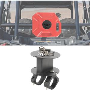 UTV ATV Metal Gas Can Mount with Lock, Aluminum Alloy Oil Mounting Holder for 1.75''-2'' Roll Bar Compatible with Polaris RZR Pioneer Yamaha Can Am Maverick X3 Ranger Camper Van