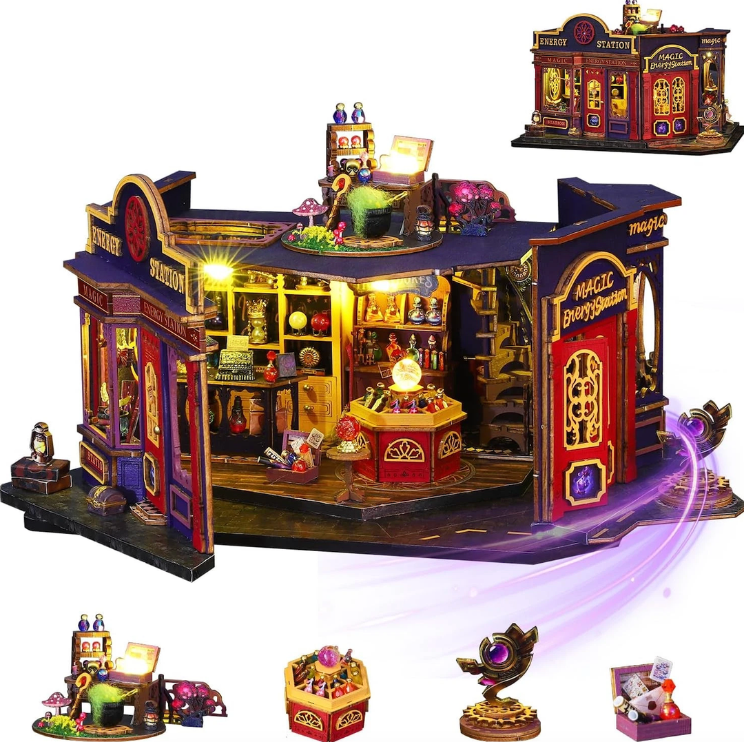 Mostop DIY Miniature House Kit  Magic Wooden Dollhouse Miniature Kits  Tiny House Model with LED Light  Mini House Building Kit for Adults Teens  Creative Craft Birthday Gift Home Decor