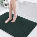 Arotive Luxury Chenille Bathroom Rug Mat, Extra Soft Thick Absorbent Shaggy Bath Rugs, Non-Slip Machine Wash Dry, Plush Bath Mats for Bathroom, Shower and Tub, 45x27, Dark Green