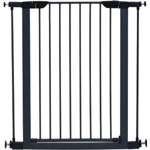 MidWest Homes for Pets 39 Inches Tall Walk-Through Steel Pet Gate, Pressure Mounted Dog Gate Measures 29-38 Inches Wide & Includes Two 3-Inch-Wide Extensions, Graphite