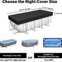 12x24Ft Rectangle Pool Cover for Above Ground Pools [ Upgrade 420D ] Swimming Pool Cover for 12x24Ft Rectangular Frame Pools with Elastic Band & Ground Nails, Hook and Loop Fastener, Super Windproof