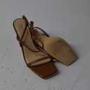 Women's Strappy High Heeled Sandals Open Toe Ankle Strap heels Comfy Weddings Shoes (8, Brown)