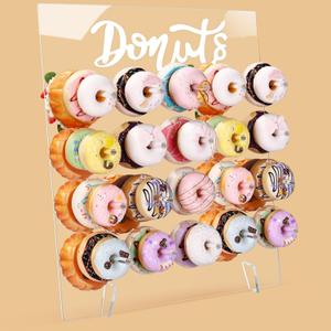 20 Peg Donut Display Stand Acrylic Reusable Donut Holder Board 17.7 x 15 Inch Doughnut Board for Dessert Table Doughnut Birthday Party Decorations for Grow up Party Wedding Bridal Shower