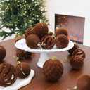 36pcs Velvet Ornaments for Christmas Trees, Flocked Christmas Balls Sets Assortment for Xmas Tree Holiday Decor (Brown)