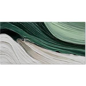 Art 24x48 Inch Hand-Painted Green Texture Oil Painting Modern Abstract Canvas Art Home Wall Decoration (Dn168)