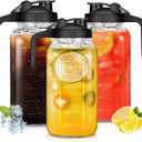 Mason Jar Pitcher with Pour Spout Handle Lid - 3PCS 64OZ Wide Mouth Glass Pitchers with Airtight Seal, Heavy Duty for Breastmilk, Cold Brew Coffee, Iced Tea, Fruit Tea