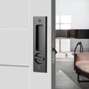 Hoconnie 6.3 Privacy Pocket Door Lock Hardware with Key, Recessed Sliding Door Mortise Lock, Double Barn Door Lock, Invisible Furniture Hardware for 1-7/16 ~ 1-15/16 Thickness Door, Matte Black