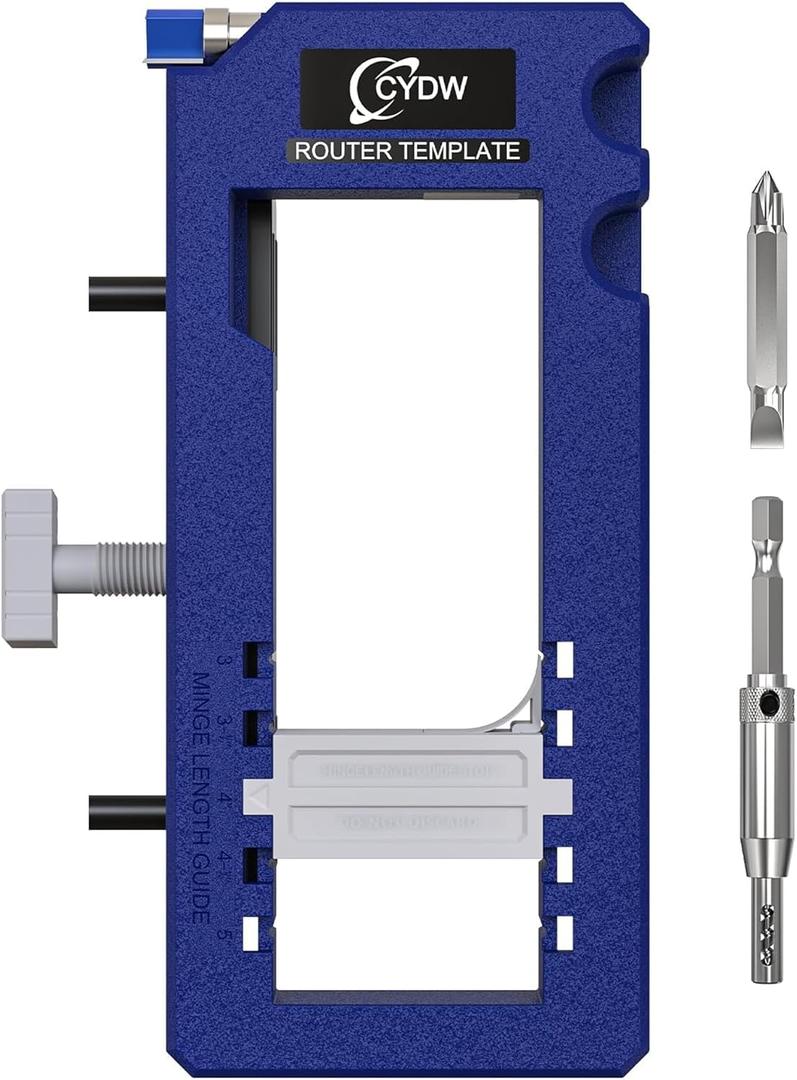 Door Hinge Jig, Door Hinge Mortiser, Router Template Fits for Door Hinges Kit Fits 3 to 5 Length and 1/4 or 5/8 Thickness, Blue