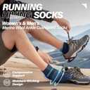 6 Pairs Merino Wool Ankle Running Hiking Socks Compression Support Breathable Thick Cushion No Show Socks for Women Men (L)