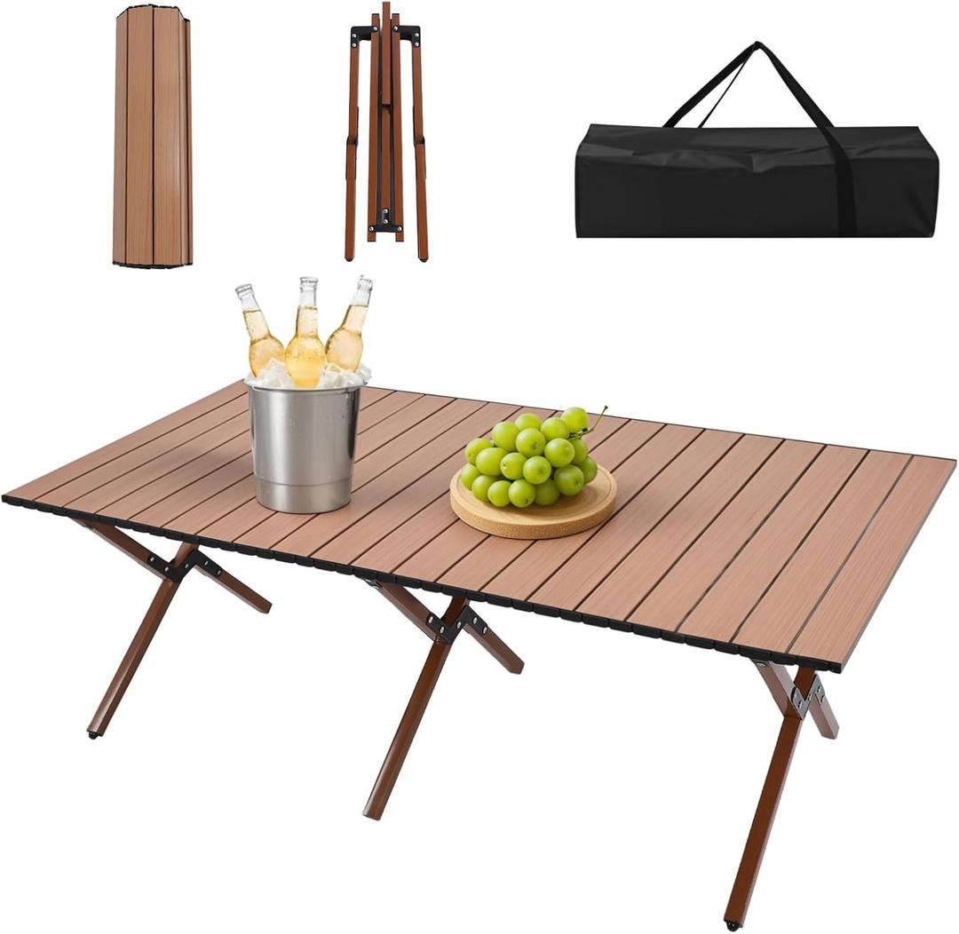 Camping Table High Load Bearing Metal Folding Portable Picnic Table for Outdoor BBQ Beach, 26 x 7.09 x 7.09 inches
