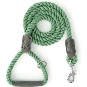 Mile High Life Dog Leash, Braided Cotton Rope Leashes with Leather Handle - Heavy Duty Metal Clasp, 5FT, 1/2" Thick - Wedding, Walking & Training Leash for Small Medium Large Dogs (Kashmir)
