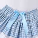 ABAFIP Sissy Plaid Mini Skirt Bowknot Ruffle Pleated Short Crossddressing Skirt for Men (Blue)